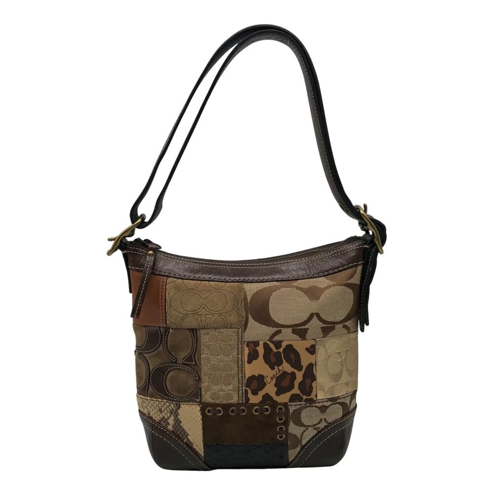 Coach Brown Monogram Patchwork Shoulder Bag 11497 - image 1